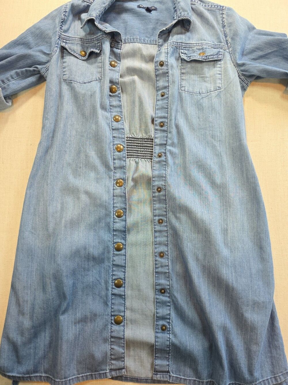 Gap Womens Denim Shirt Dress Blue Snap Front Tie Waist Long Sleeve Pocket Size S - Picture 5 of 11
